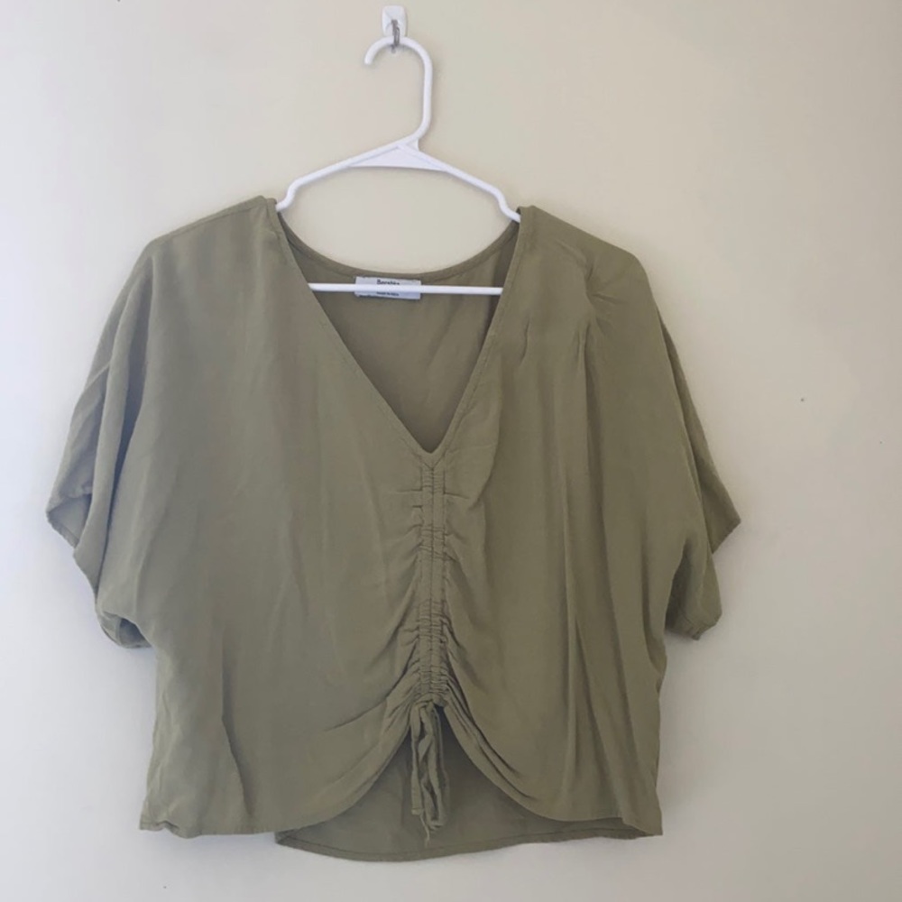Olive top with tie front